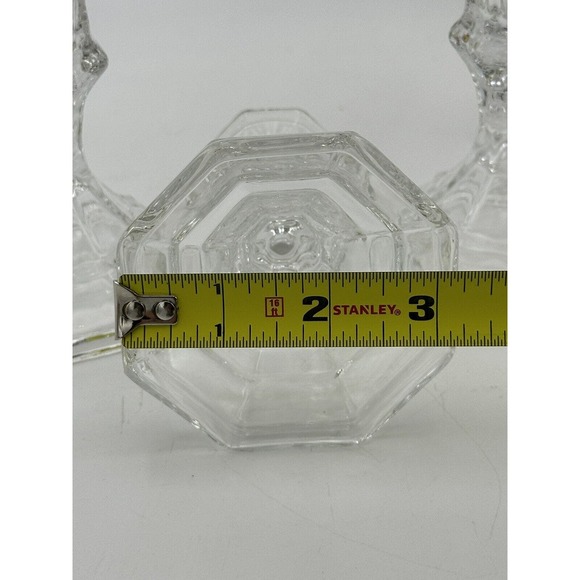 Luminessence Clear Glass Tapered Taper Candle Holders Set of 5 Octagon Base 4” - Picture 4 of 4